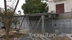 thi công nhà để xe bằng thép hộp.