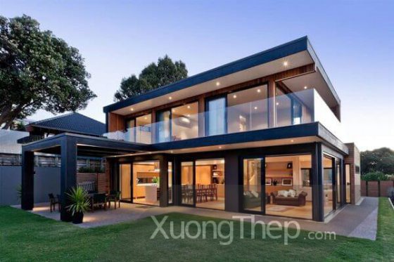 Nhà khung thép 2 tầng đẹp đầy đủ tiện nghi và tính thẩm mỹ cao